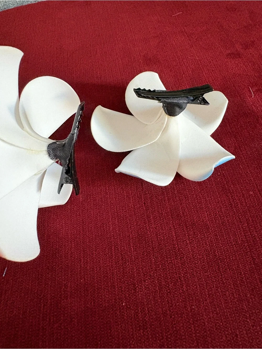 Bundle of 3 Plumeria Foam Hair Clips and Flower Loop